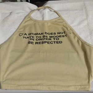 Women's Beige Crop Top with Statement Print